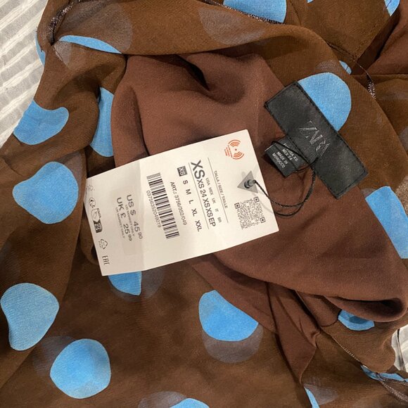 Zara polka dot halter top Brown Blue - Picture 2 of 3